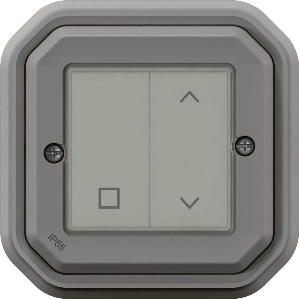 Legrand PLEXO New Connected Feuchtraum Rollladenschalter, Smart-Home, Aufputz Schalter, kabellos, batterielos, Home+Control-App, IP55 wasserfest, s...