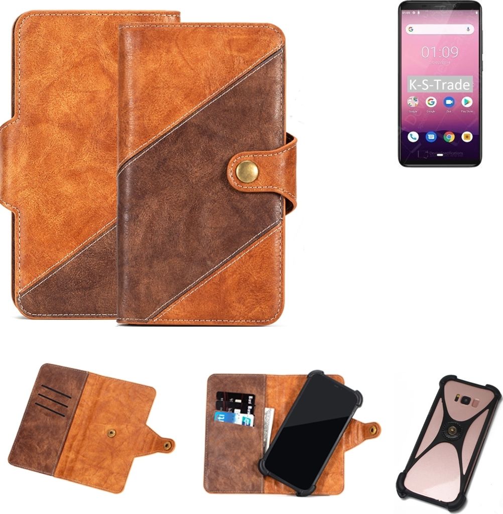 K-S-Trade Handyhülle Schutzhülle Bookstyle Case Wallet-Case kompatibel mit Cubot J7 Cover Klapphülle Kantenschutz Smartphone dunkelbraun braun 1x