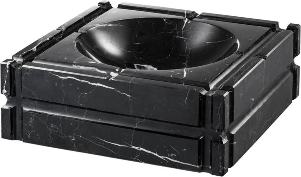 Casa Padrino Designer Marmor Aschenbecher Schwarz 21 x 21 x H. 7 cm - Limited Edition