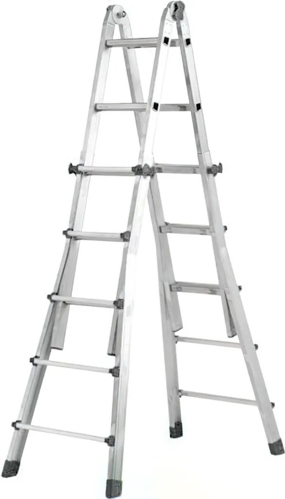 Échelle télescopique profil 67 mm en aluminium à marches 4+4