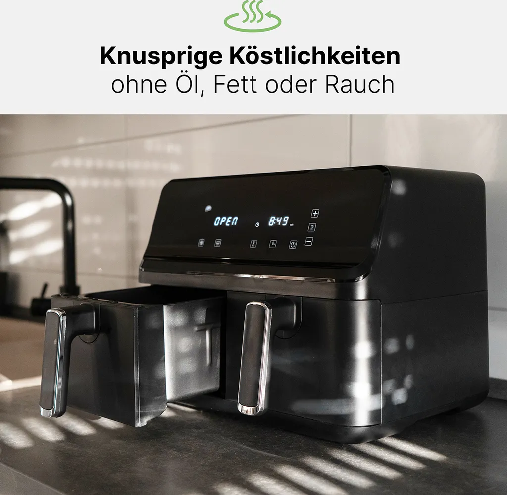 Friteuse à air 8L Clatronic : Cuisinez Sain et Rapide Double Bac