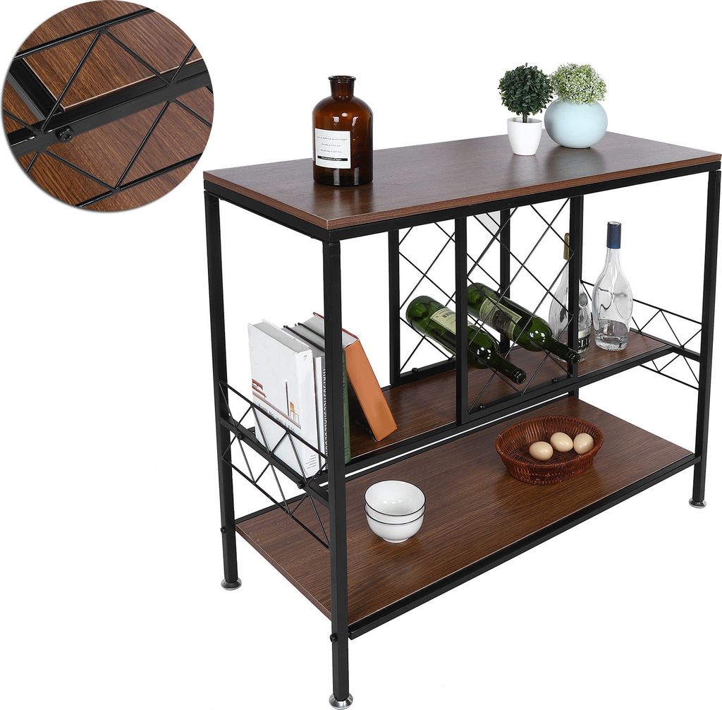 3-Schicht Weinregal Tisch mit Glashalter Weinschränke Organizer Home Wohnzimmer Bar Supply