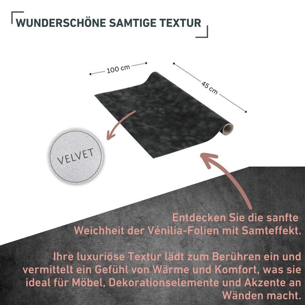 Klebefolie Samt anthrazit - 45x100cm