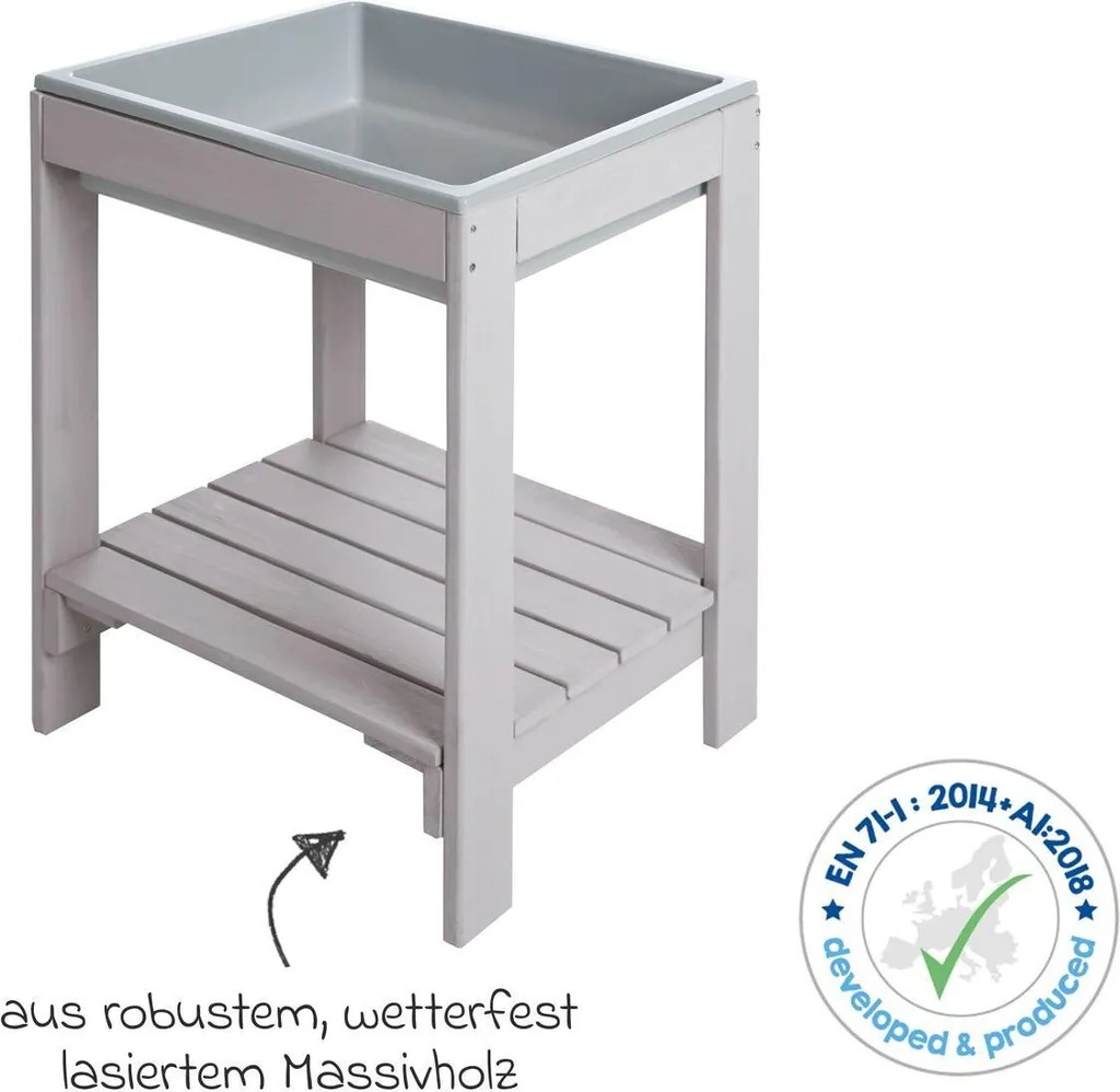 Table de Jeux Tiny en Bois Massif Gris pour Sable et Eau Extérieur - 14