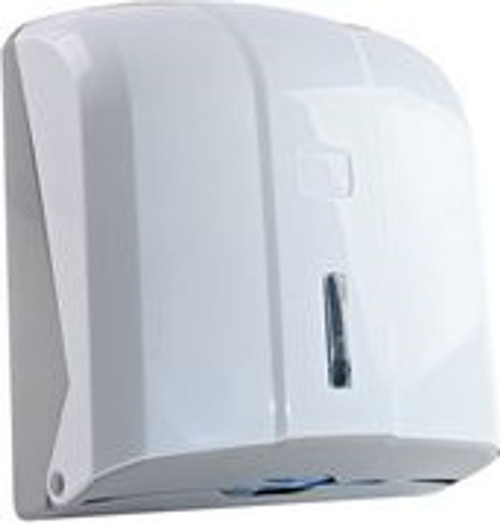 HYGOSTAR Falthandtuch-Spender INTERFOLD, weiß aus Kunststoff, passend für Z-Falz und C-Falz Handtuch
