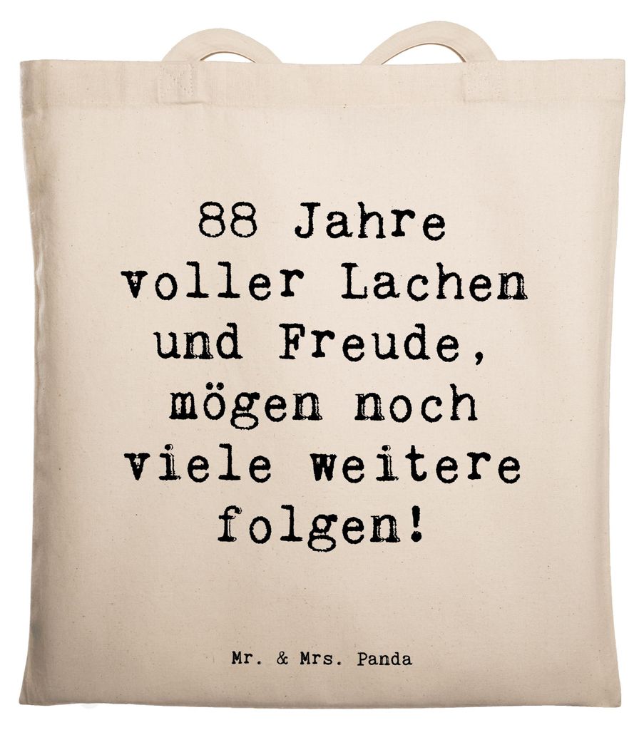 Mr. & Mrs. Panda Schultasche Spruch 88. Geburtstag Freude - Transparent - Geschenk, persönliches, Glückwunsch, Zuneigung, positiver Wunsch, Stoff...
