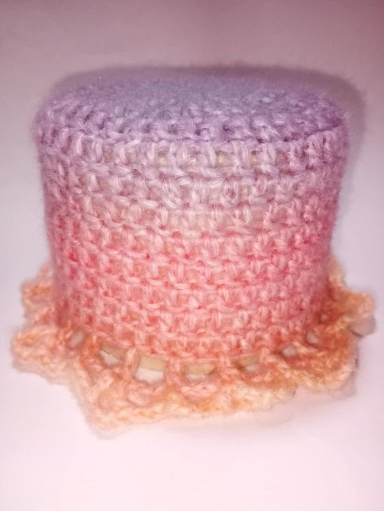 Klohut, rosa lila apricot meliert, Handarbeit, Klohüte Klopapierhut Klopapierhüte Toilettenpapierhut Toilettenpapierhüte