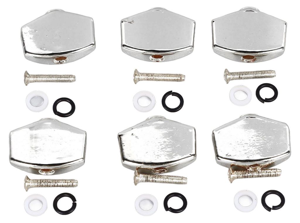 6 Stück Gitarren-Stimmwirbelknöpfe, Metall, stabil, universell, Ersatz für Akustik- und E-Gitarren, Silber