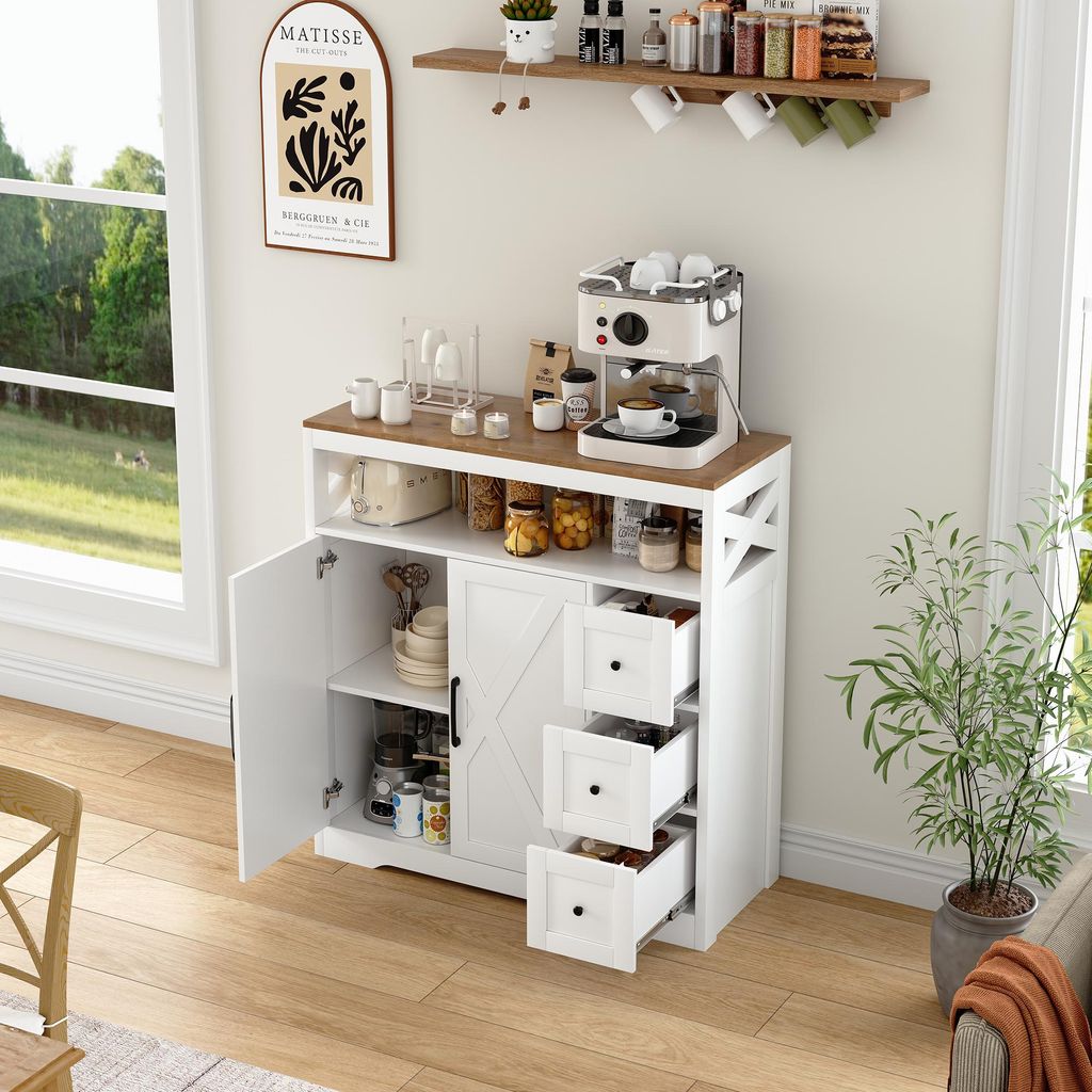 Sideboard Mit 2 Türen Sideboard Kommode Küchensch Produktbild-Vorschau 4