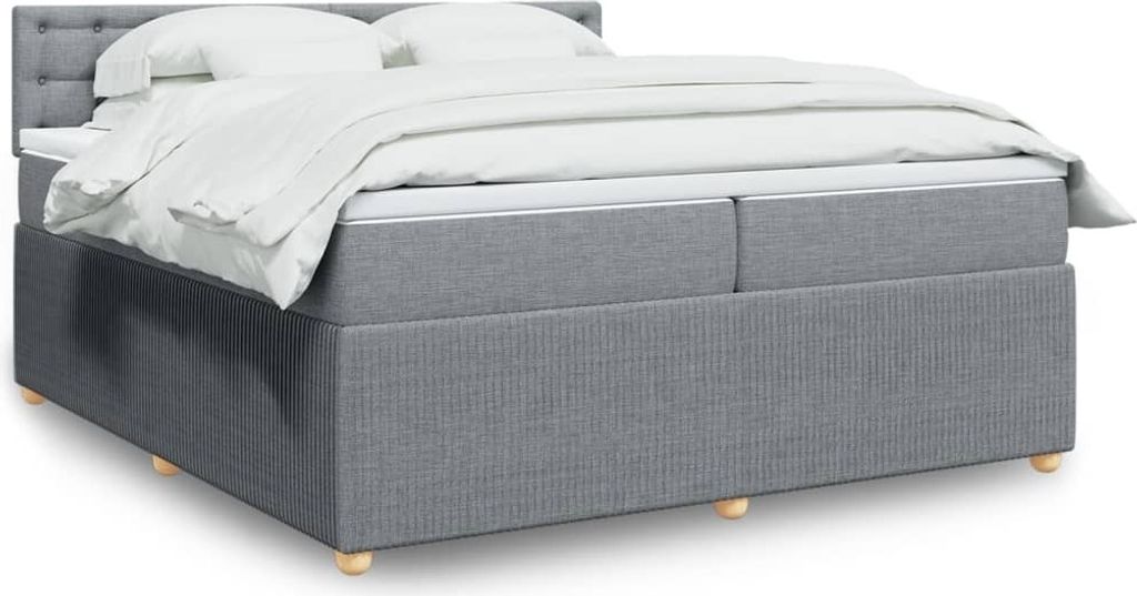 Maison Exclusive - Boxspringbett mit Matratze Hellgrau 200x200 cm Stoff