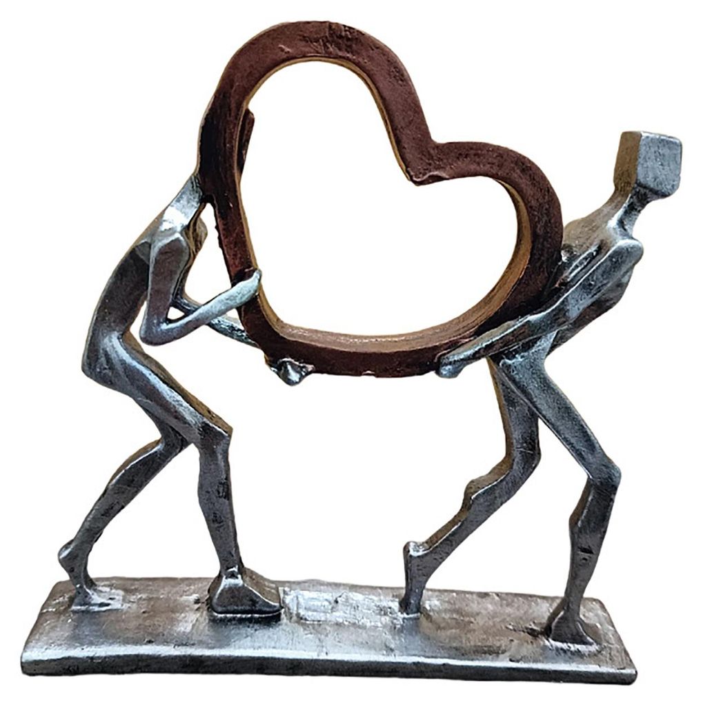 Herzfigur, zwei Personen tragen ein Herz, Skulptur aus Kunstharz, Tischdekoration für Schlafzimmer, Wohnzimmer, Arbeitszimmer, Büro, Hochzeit, Va...