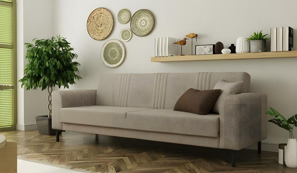 Zweisitzer Sofa 2 Sitzer Polstersofa Stoffsofa Couch Beige Wohnzimmer
