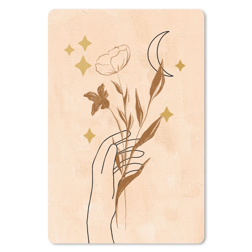 MuchoWow Mauspad Mousepad Blumen - Sterne - Boho - Hand - Abstrakt 40x60 cm - Mousepads - Maus Mat - Pad - Mausunterlage - Schreibtisch Accesoire