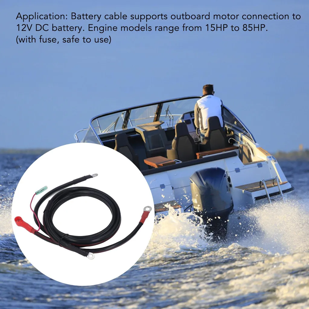 Câble de Batterie Noir 2m en Cuivre Pur pour Moteur Parsun Powertec