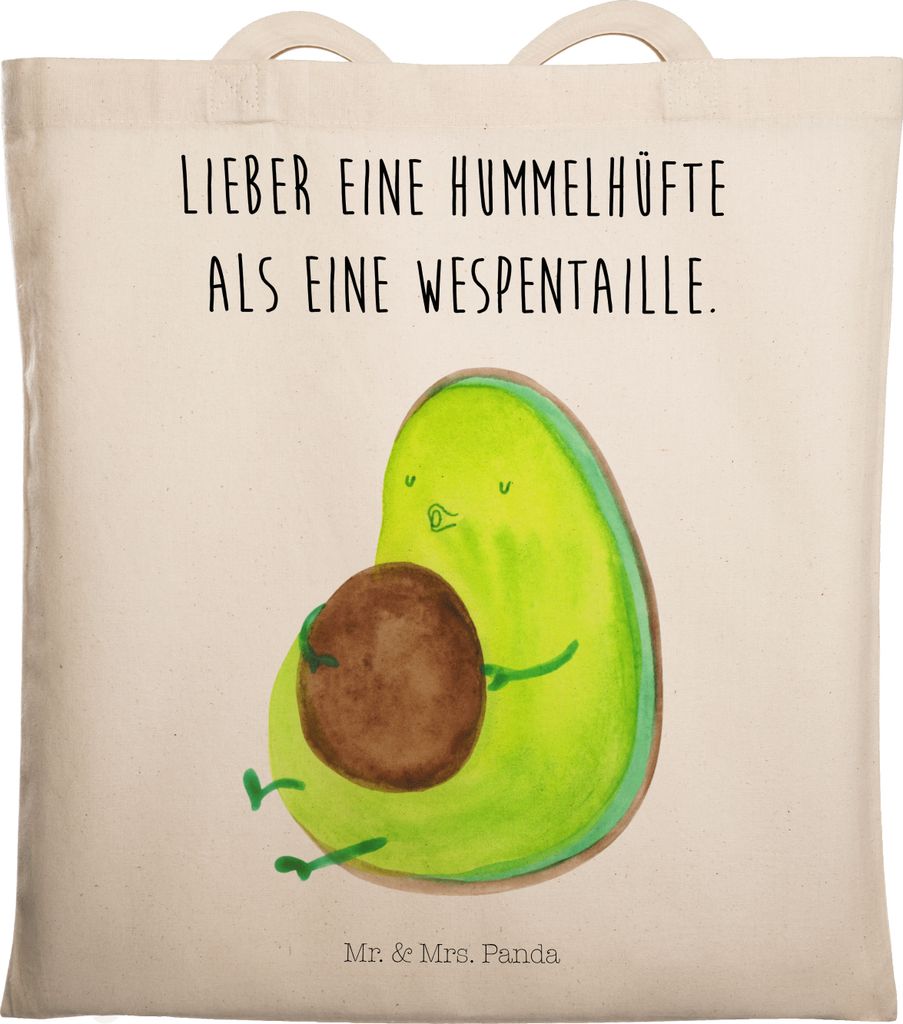 Mr. & Mrs. Panda Tote Bag Avocado Pfeifen - Transparent - Geschenk, Schwanger, Abnehmen, Jutebeutel, Rund, Tragetasche, Tasche, Shopping, Einkaufst...