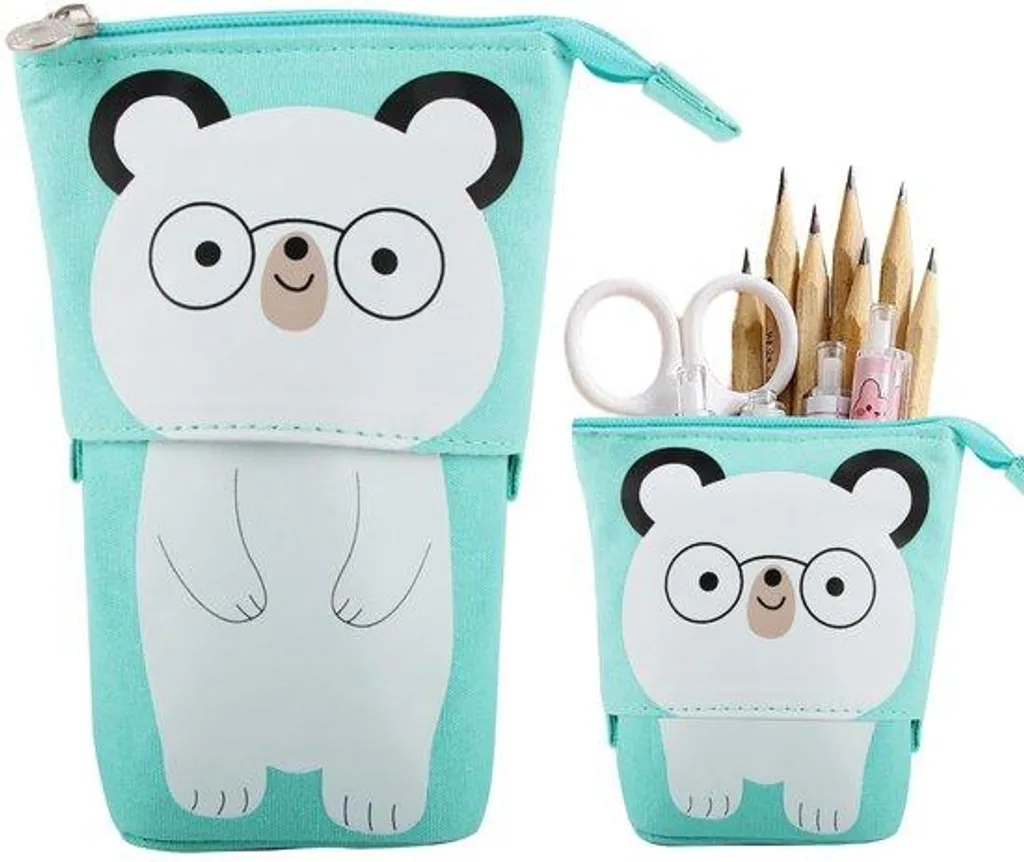 Trousse à crayons rétractable convertible en pot à stylos pour écolier