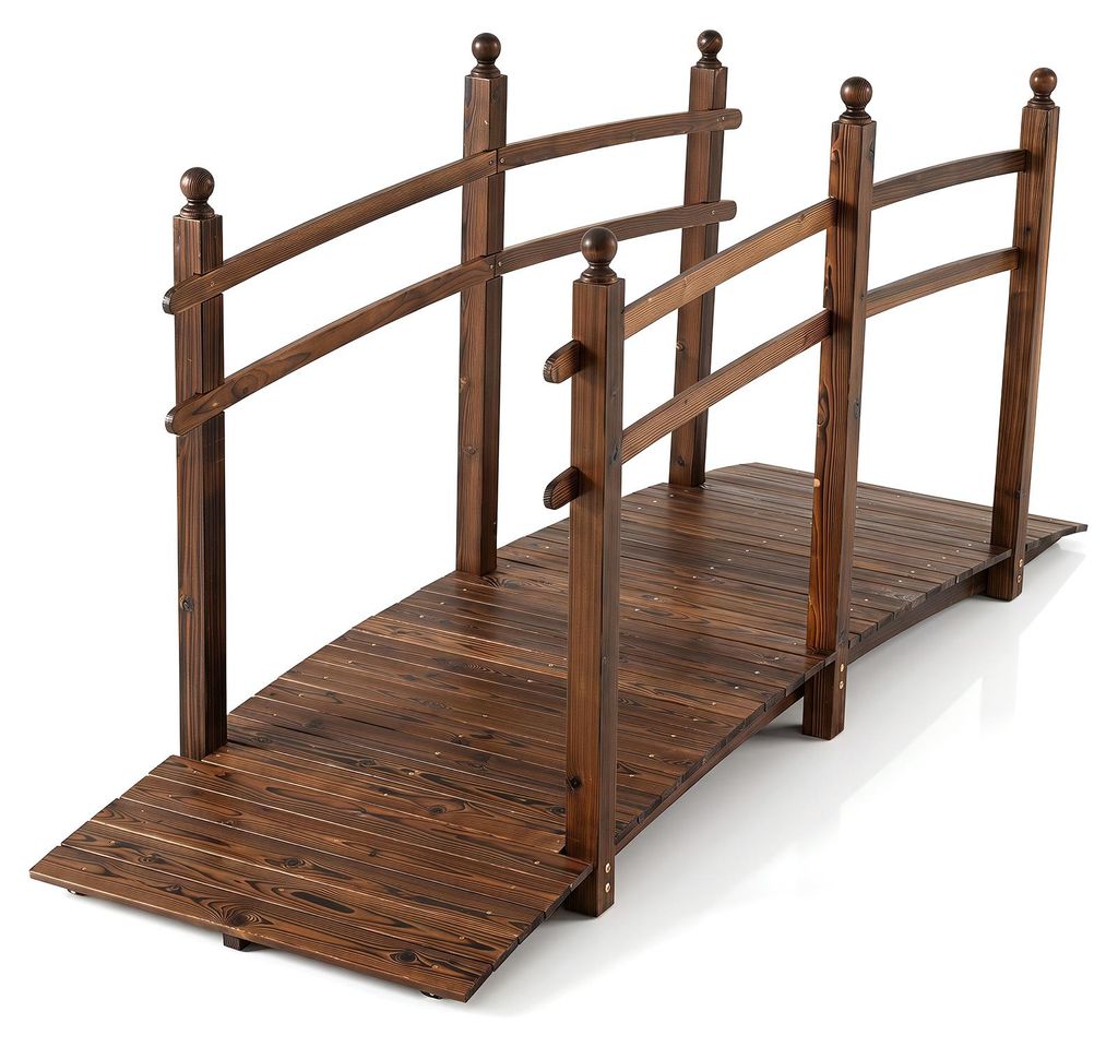 KOMFOTTEU Brücke 230cm Lang, Teichbrücke mit Geländer, Produktbild 