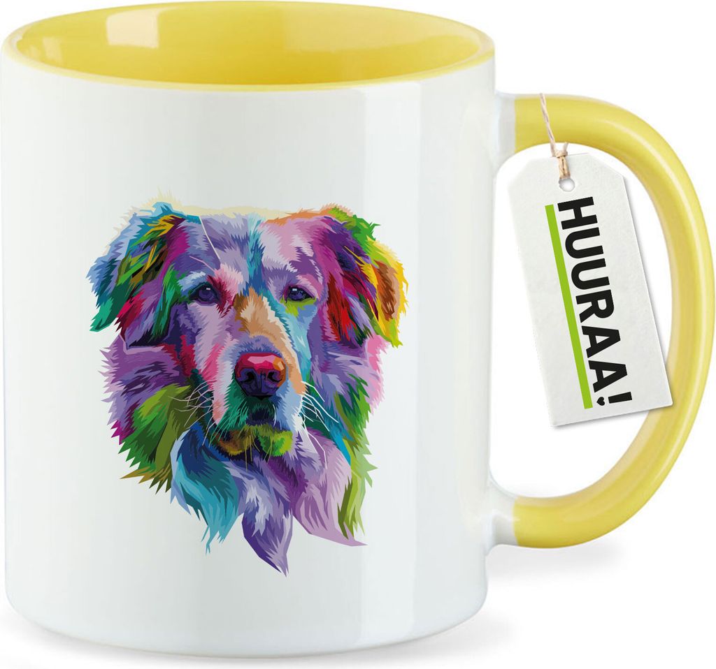 Huuraa Kaffeetasse Golden Retriever Colorful 330ml Gelb Keramik Kaffeebecher Geschenkidee