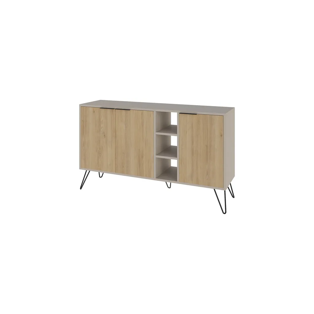 Console Robuste Clara 142cm - Finition Anti-Rayures Grès et Chêne Clair - 3