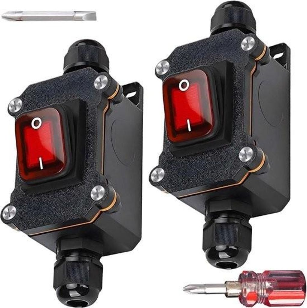 Wasserdichter Inline-Schalter 12 V 20 A DPST 4-polig - 2er-Set - mit Schraubendreher - IP67 wasserdicht.