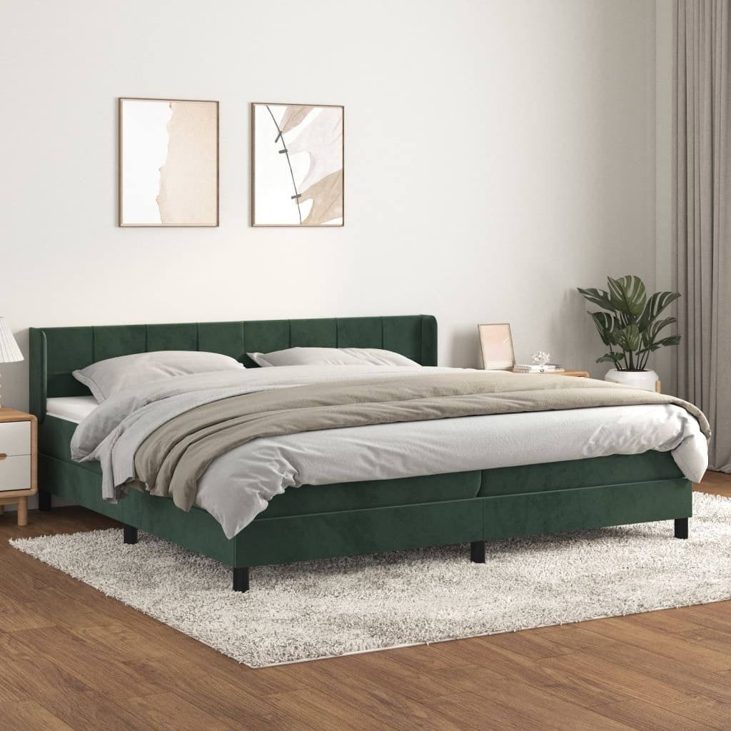 Maison Exclusive - Boxspringbett mit Matratze Dunkelgrün 200x200 cm Samt