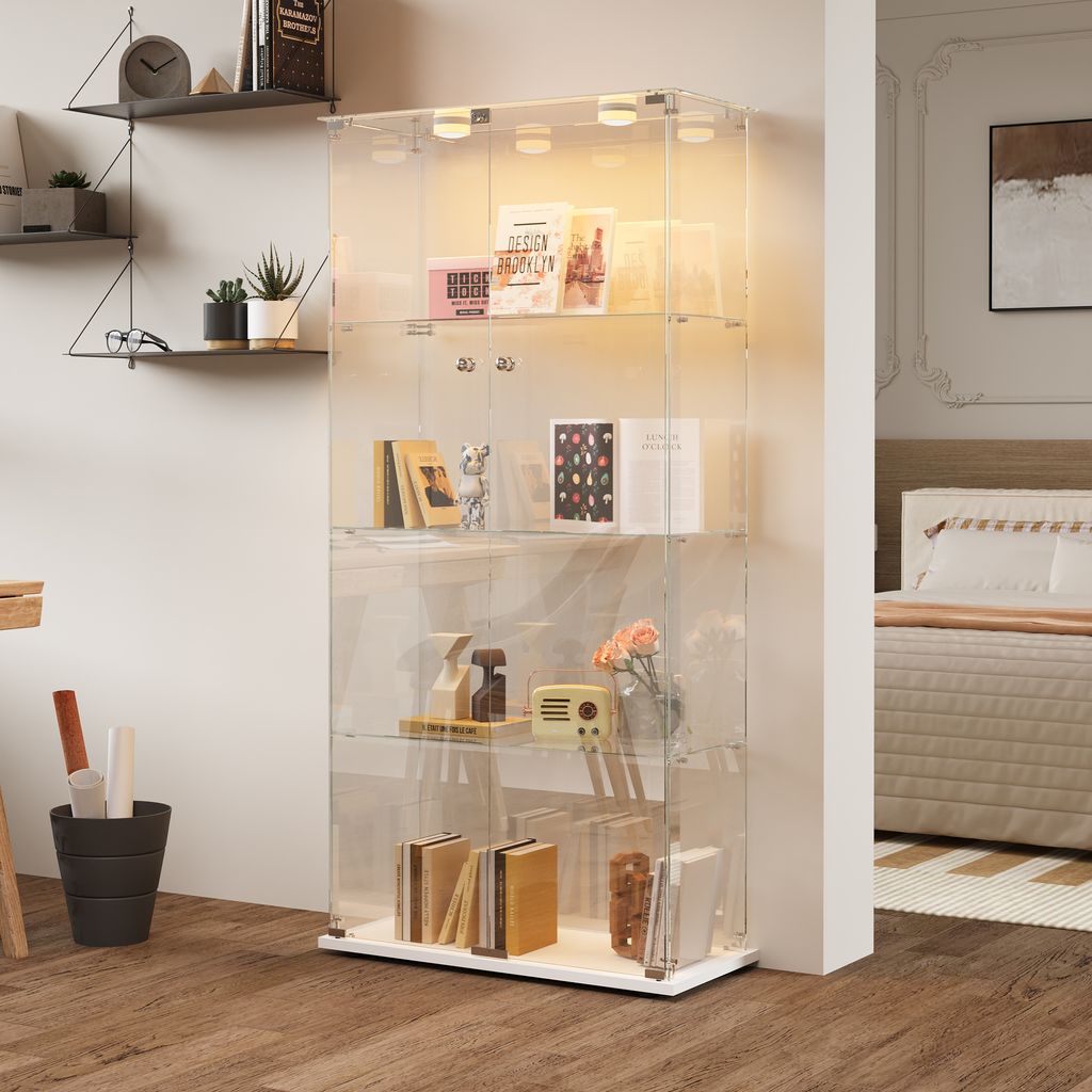 Armadio in vetro con illuminazione a LED, 2 ante con Immagine del prodotto 