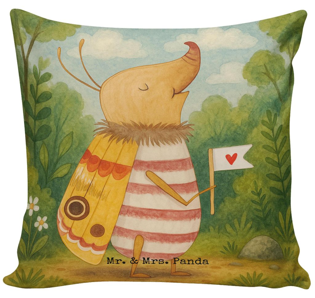 Mr. & Mrs. Panda 40x40 kissen Nachtfalter Fähnchen Design - Weiß - Geschenk, Dekokissen, Spruch Lustig, Kuschelkissen, couch, Niedlich, für sofa...