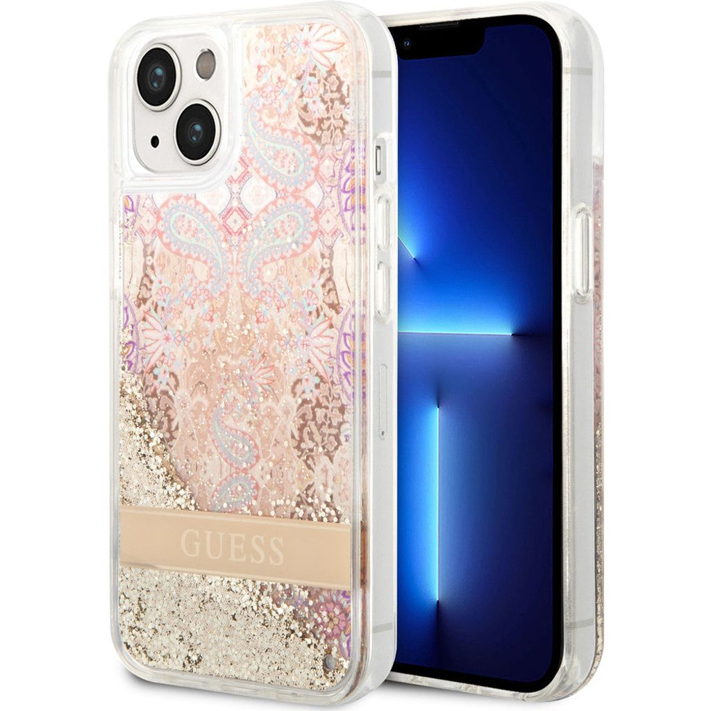 Guess GUHCP14MLFLSD iPhone 14 Plus 6,7" gold hardcase Paisley Liquid Glitter Handyhülle