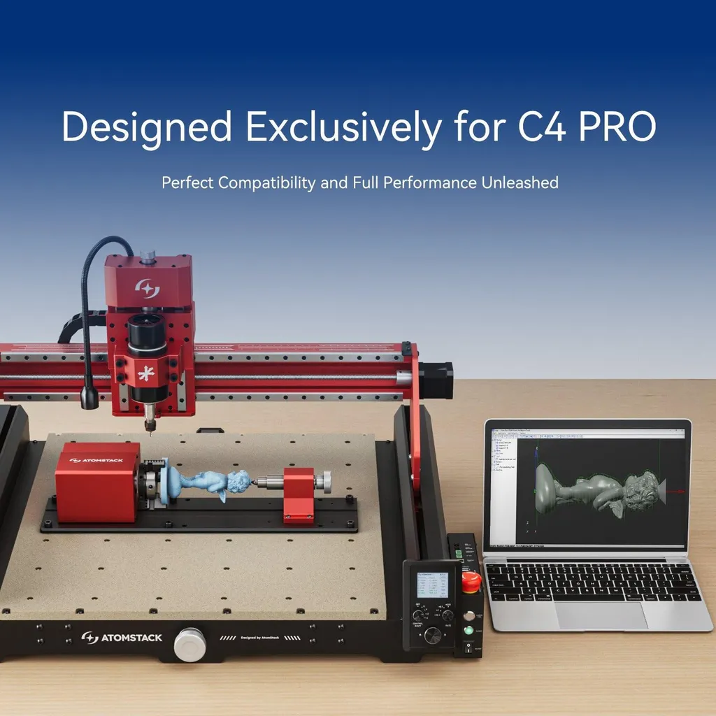 Axe Rotatif Précis ATOMSTACK RC1 pour Gravure 360° sur CNC C4 PRO - 3