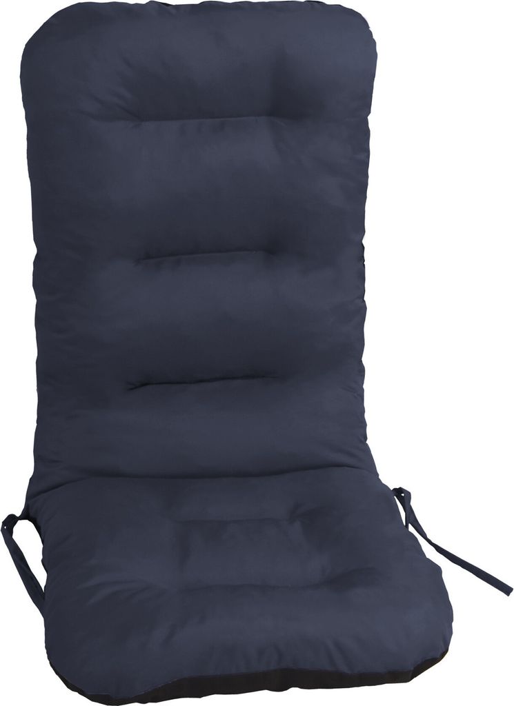 Gartenstuhl-Auflage 123×48 cm – mit Kopfteil, wetterfest, 7 cm dick, mit Befestigung, für Liegestuhl & Balkonstuhl | Pillowprim