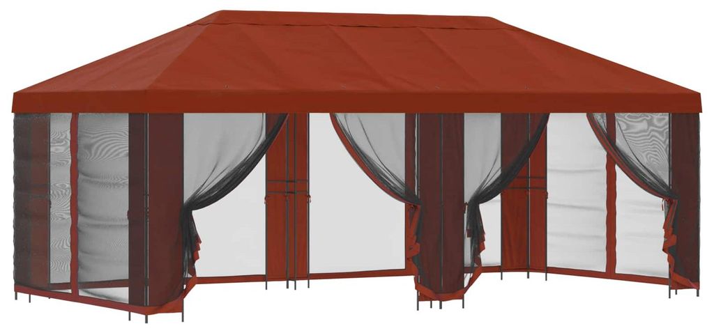 Pavillon mit Seitenwänden 6 x 3 m Terrakotta
