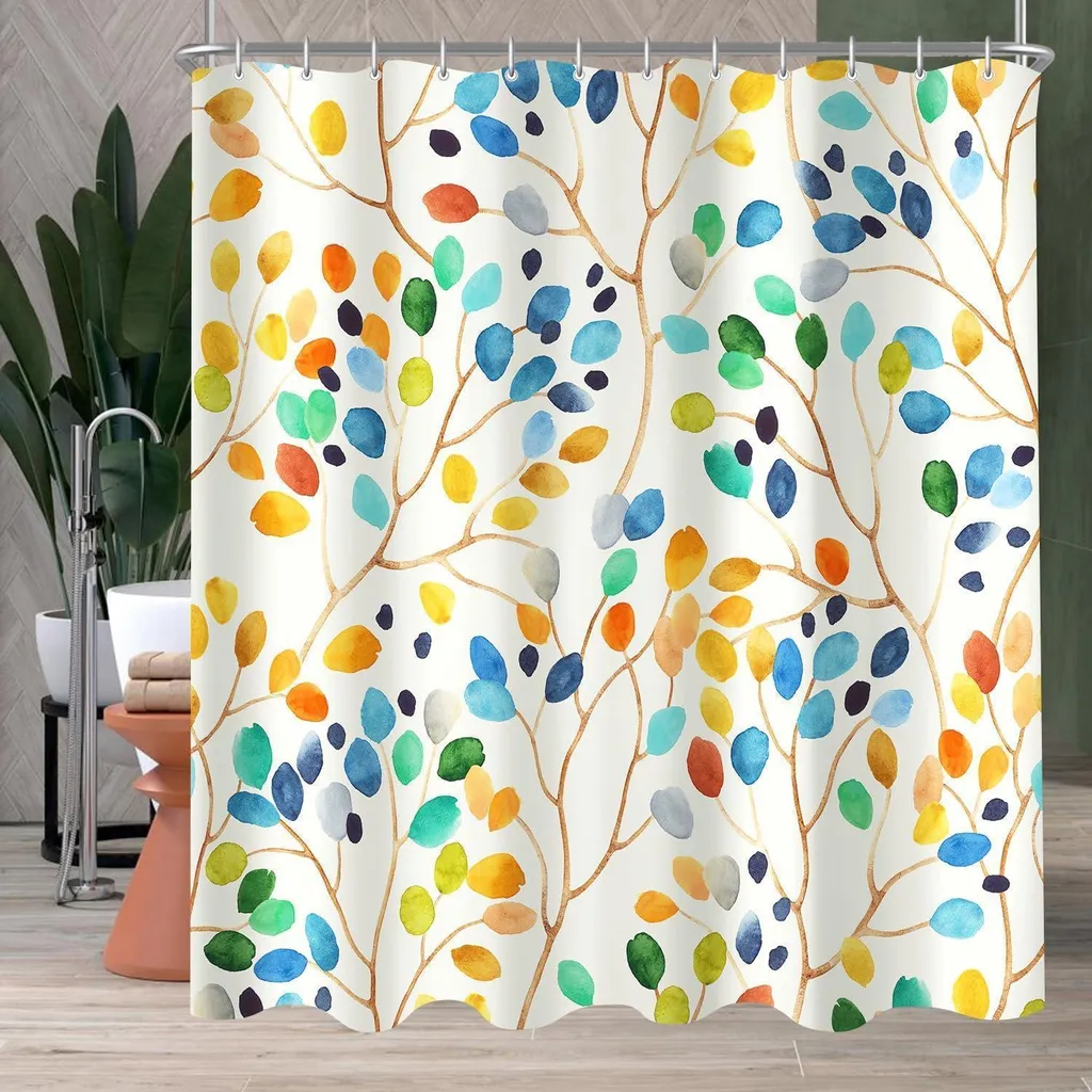 Rideau de douche 200x200 Arbre coloré pour grande douche ou bain