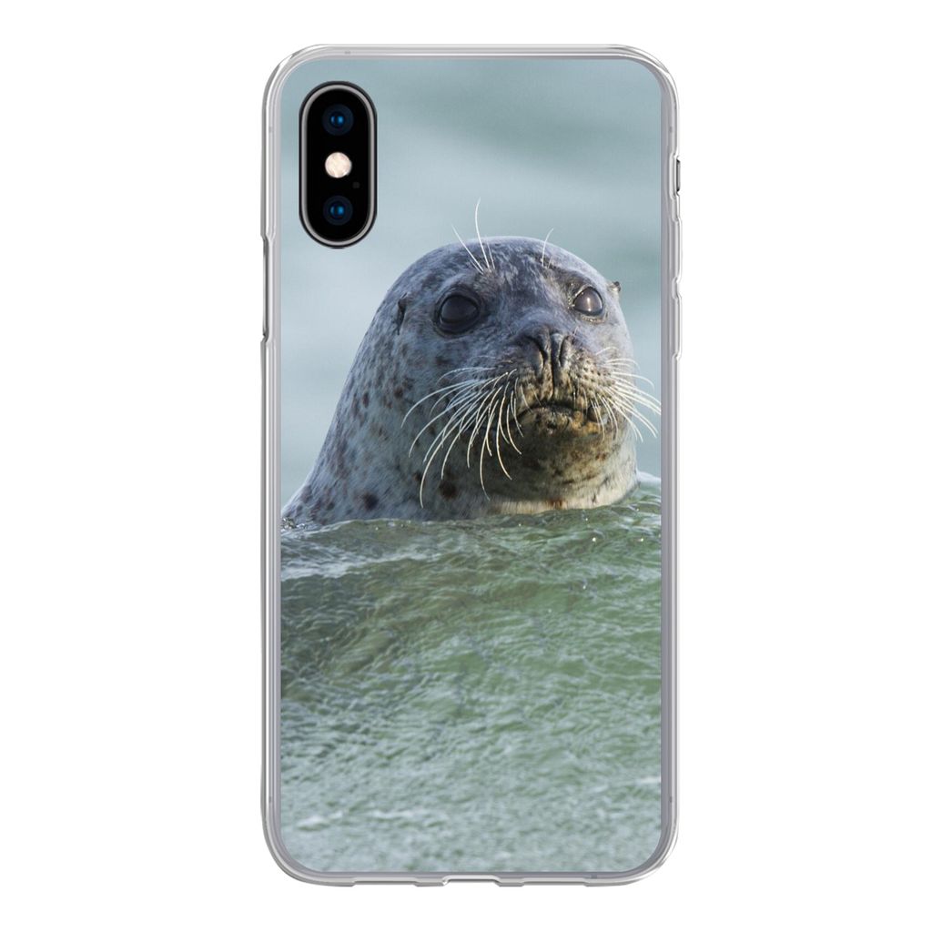 MuchoWow Handyhülle Schutzhülle Hülle für iPhone X Nordsee - Seehund - Wasser Silikon Softcase Handy Hülle - Handyhülle