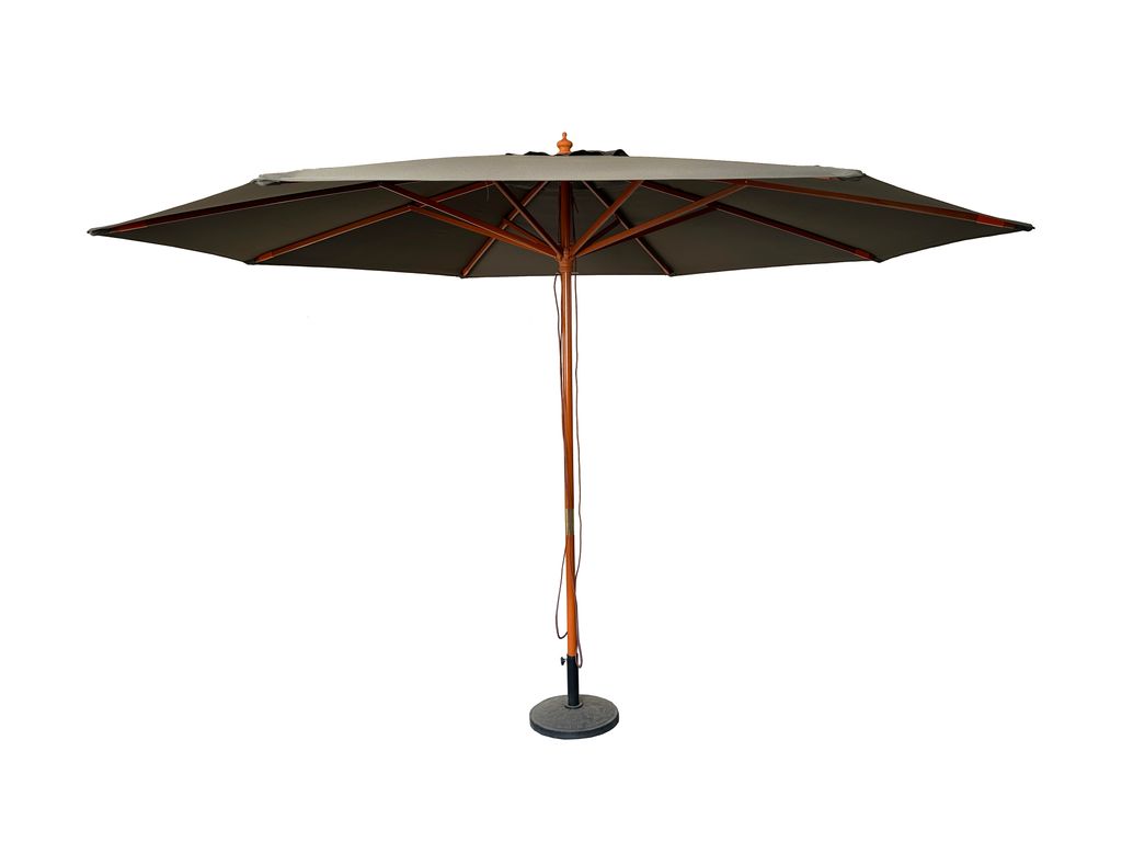 Sonnenschirm Ø 4m Schirm Marktschirm Gartenschirm Holzgestell UV15 Steingrau