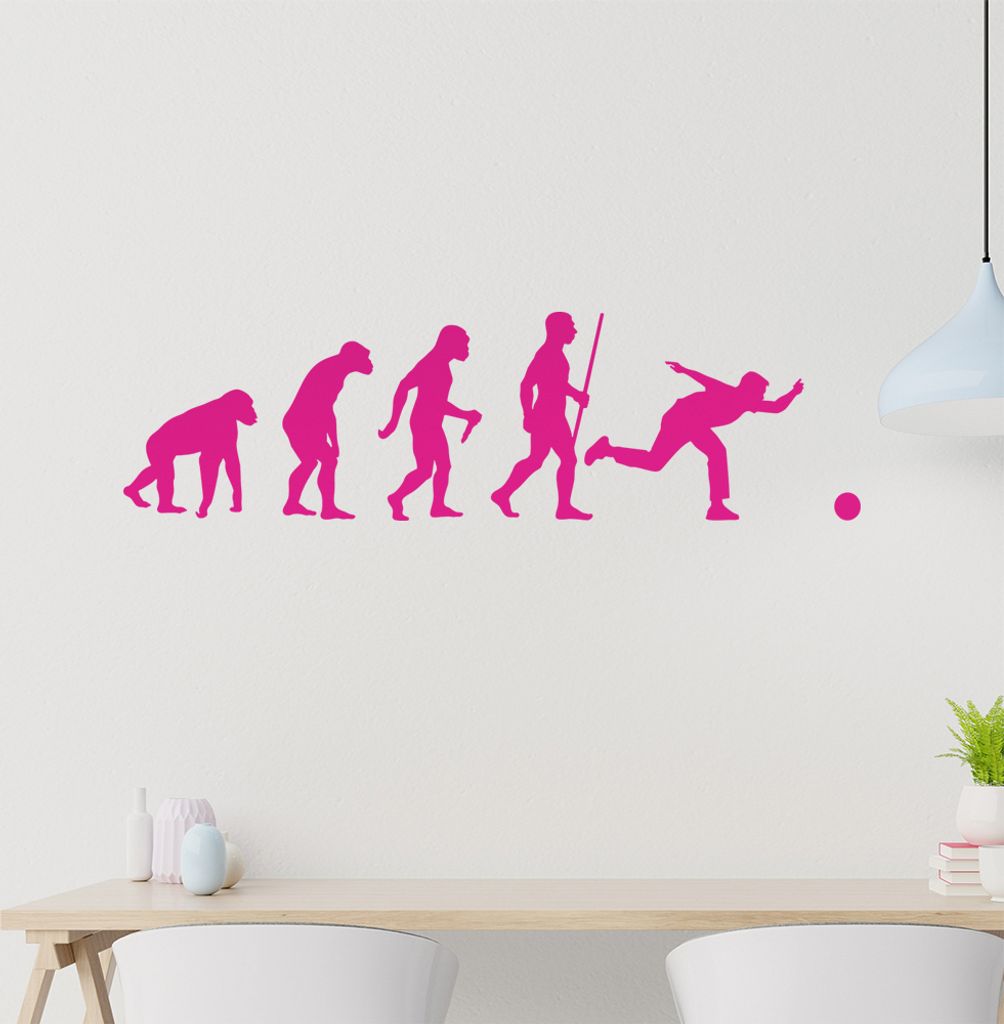 Bowling Kegeln Evolution Wandtattoo Wandaufkleber Wall Sticker - Dekoration, Küche, Wohnzimmer, Schlafzimmer, Badezimmer
