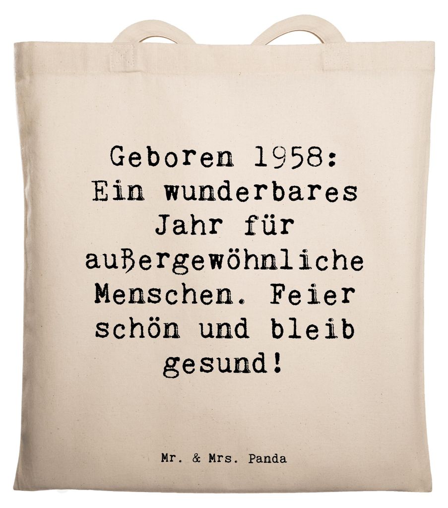 Mr. & Mrs. Panda Tote Bag Spruch 1958 Geburtstag - Weiß - Geschenk, Tasche, Stoffbeutel, Uni, bleib gesund, Shopping, Jubiläum, Laptoptasche, Geb...