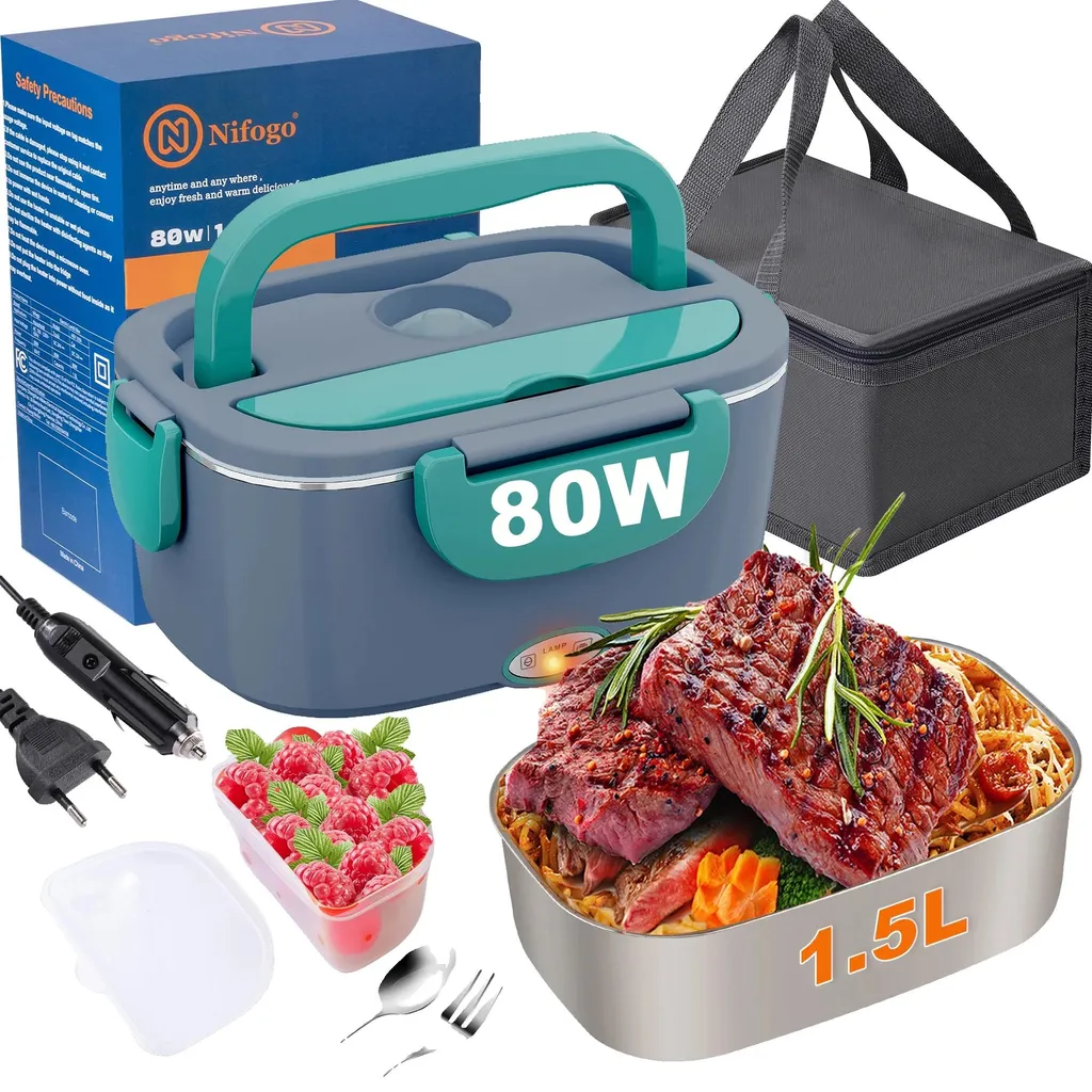 Boîte à lunch électrique 1,5L avec couverts inclus - Gamme Verde V2
