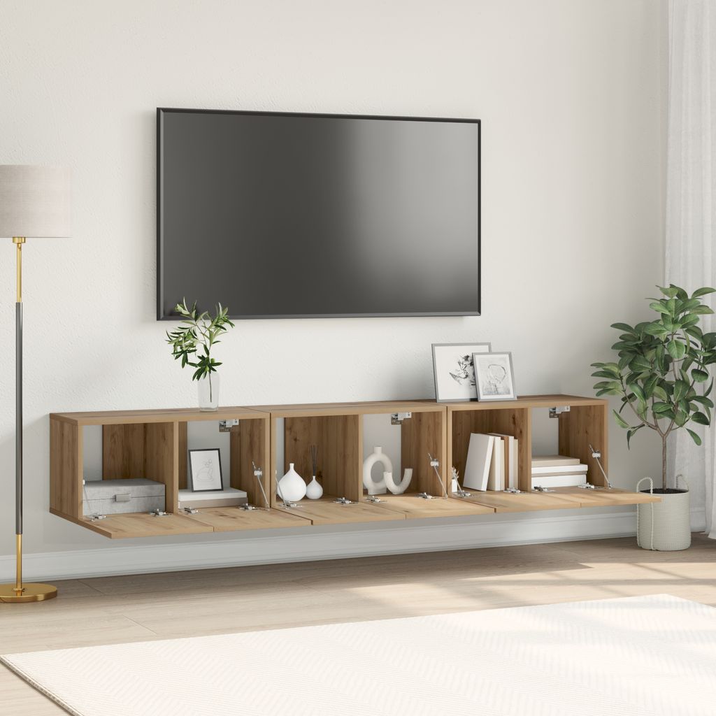 Desgin TV-Schranksystem Artisan Eiche MDF, Furnier Mittel TV-Schrank - TV-Schränke 875169