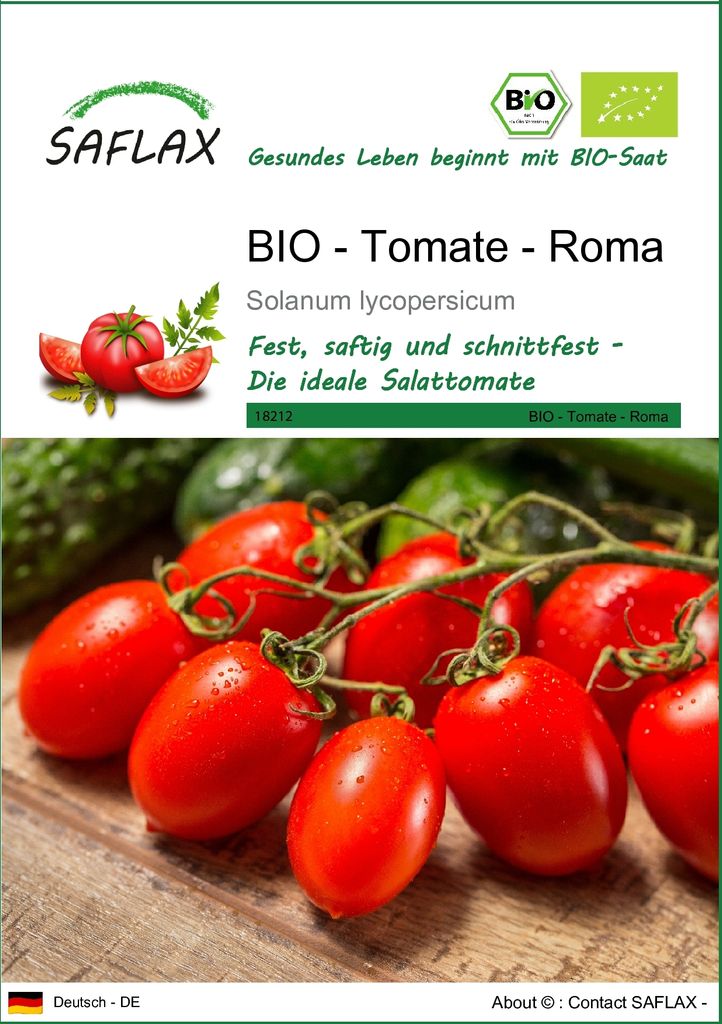 SAFLAX - BIO - Tomate - Roma - 15 Samen - Solanum lycopersicum