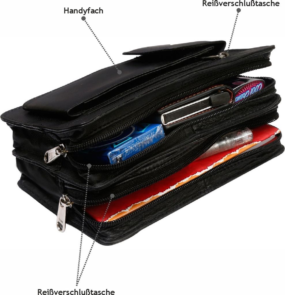 Herren echt Leder Handgelenktasche Herrenhandtasche Reise Produktbild 4