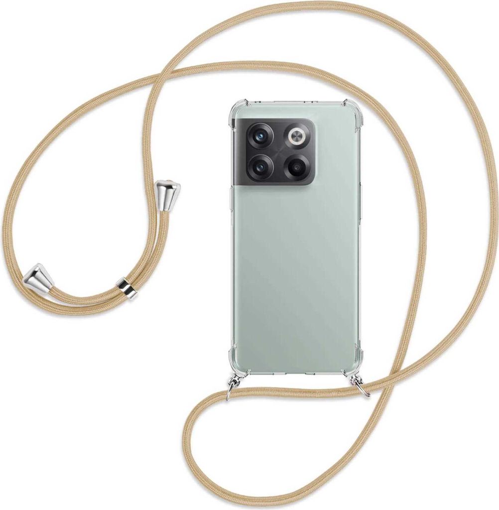 Handykette Backcover-Schutzhülle mit Band (Metall silberfarben) für OnePlus 10T 5G (6.7'') - caramel