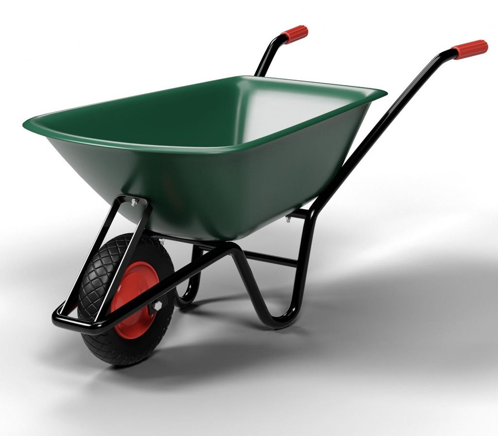 Schubkarre Polypropylen Grün 100 Liter 150 Kilogramm Luftreifen Robust Ergonomisch Bau Hof Garten Karre