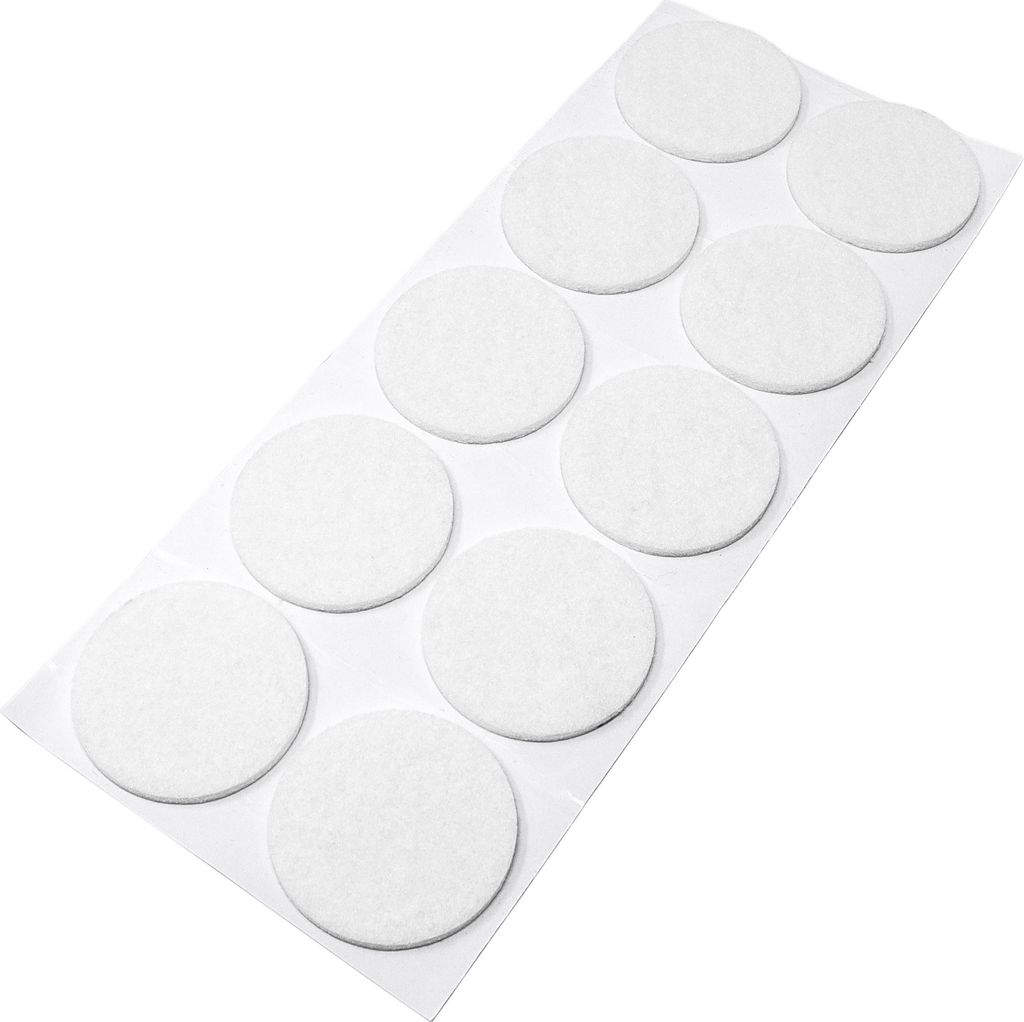 Adsamm | 10 x selbstklebende Filzgleiter / Weiß / Ø 45 mm / rund / Möbelgleiter aus Filz mit 3.5 mm Stärke