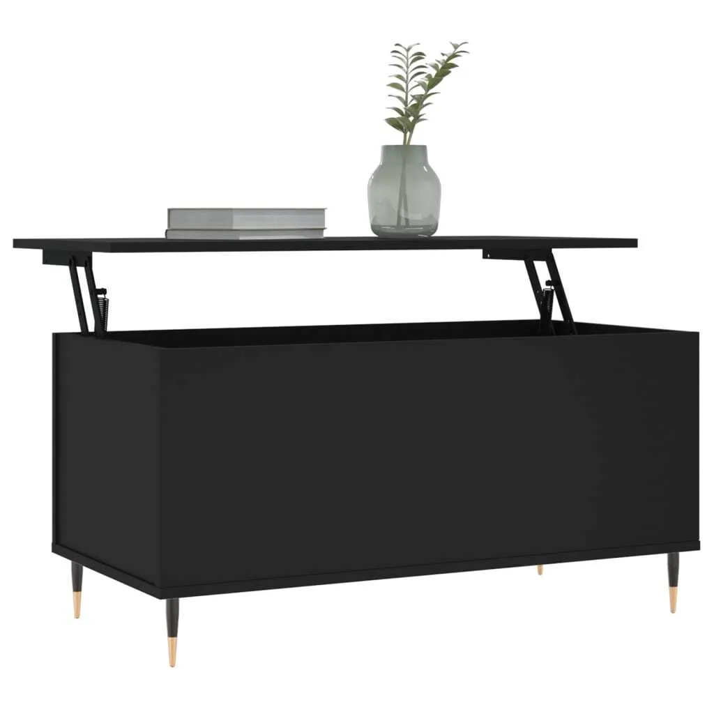 Tavolino Basso Nero 90cm - Coffee Table Moderno con Vano Interno - 3