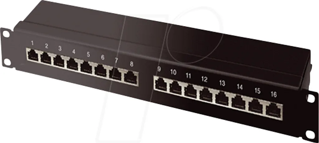 Patch Panel 16 Porte Cat 6A 10Gbps - 1U 19" Nero Professional 500 MHz