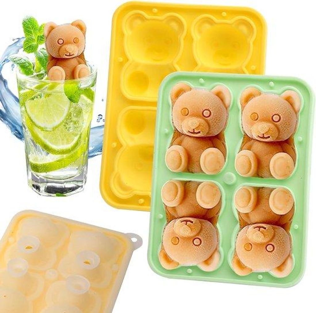Silikonische Bärenformen für Bier-Eis, 2 Stück, sicher und leicht zu entfernen