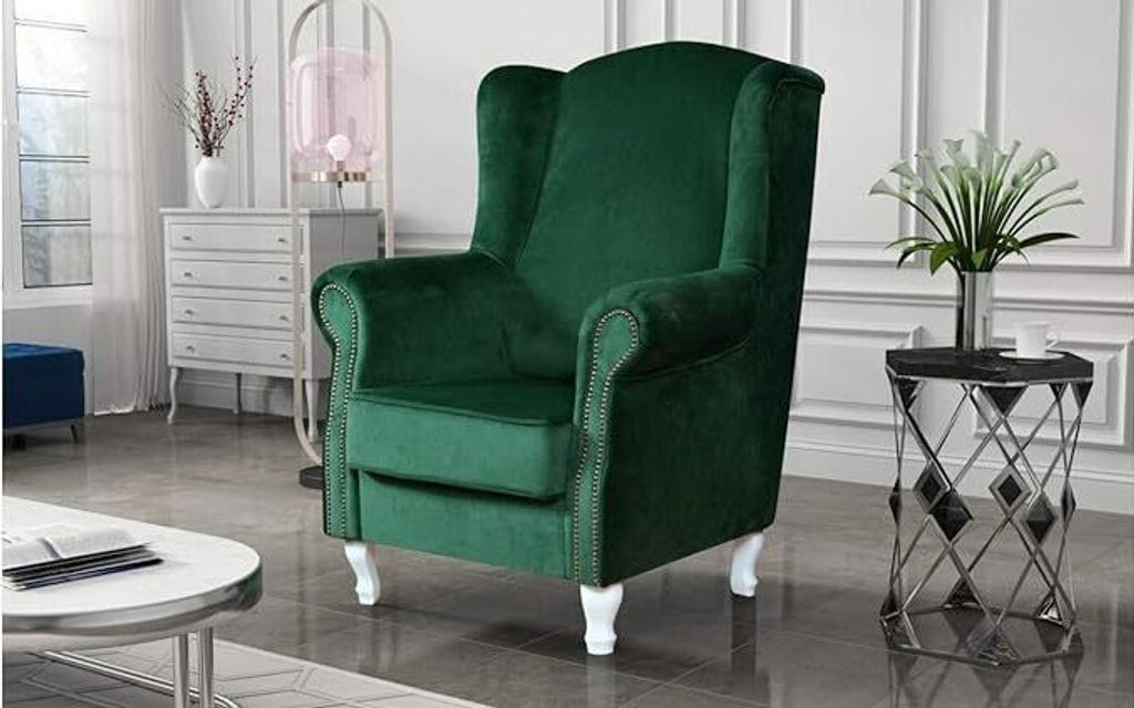Emoebel24 Sessel Cocktailsessel Relaxsessel aus Samtvelours Silky Wing Grün