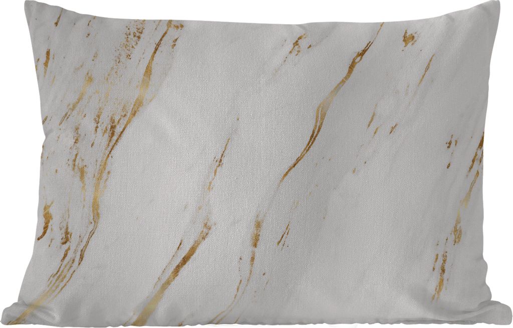 MuchoWow Outdoor Kissen - Marmor - Gold - Weiß - 50x30 cm - Wetterfest - Lounge Kissen - Sofa kissen - Wohnzimmer Dekoration