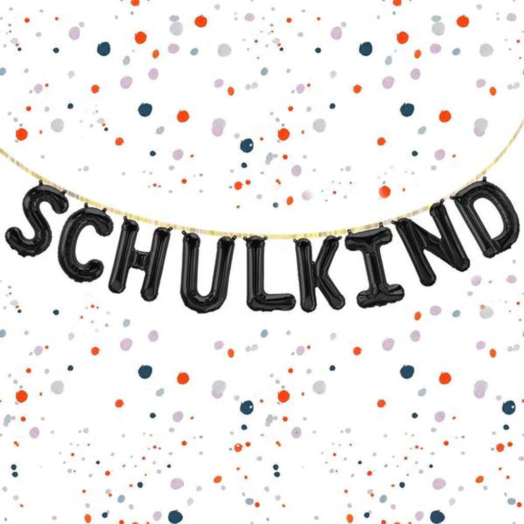 Folienballon Schriftzug Schulkind, Schwarz, ca. 40 cm für Luftbefüllung