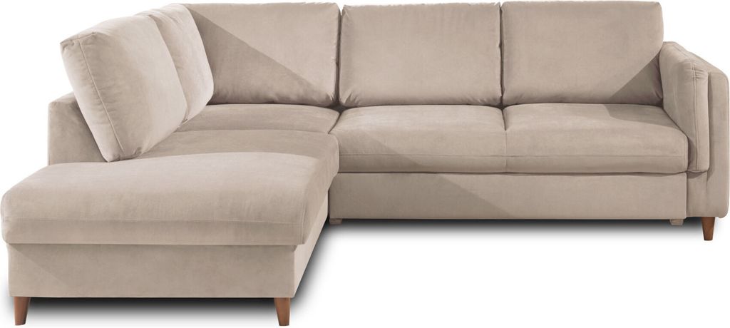 Lisa Design Brooke, Ecksofa rechts links, mit Schlaffunktion, 5-Sitzer, aus Samt , Beige